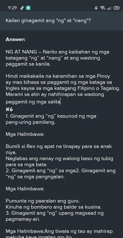 kailan ginagamit ang ng